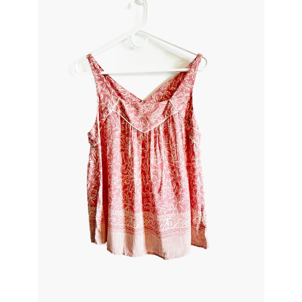 Anthropologie Maeve Light Pink Printed Open Back Sleeveless Top Size Medium